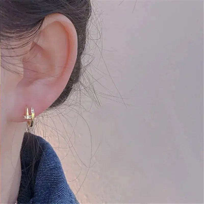 Cubic Zircon Nail Hoop Earrings theelegancejewellery