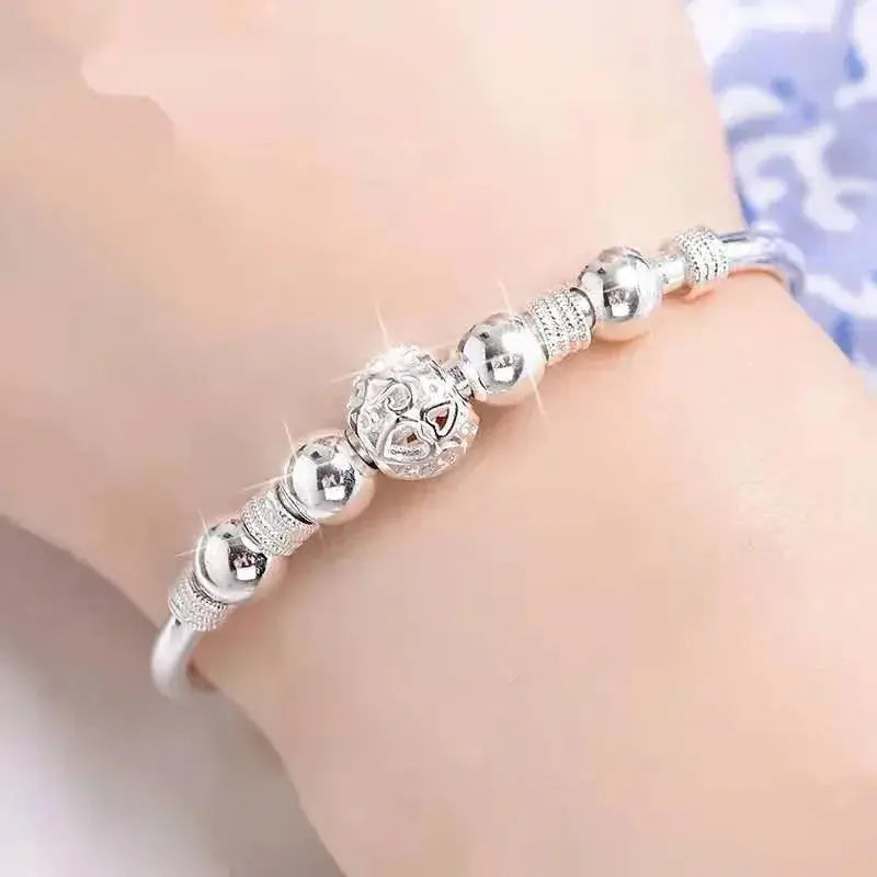 SAIYE New Korean Fashion 925 Sterling Silver Lucky Beads Bangles For Women Bracelets Luxury Designer Party Wedding Jewelry Gifts EleganceJewellery