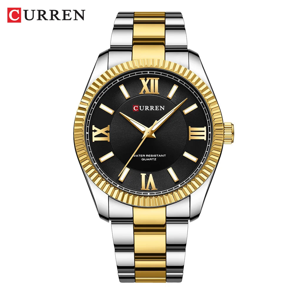 CURREN Fashion Business Watch for Men with Luminou Hands Thin Stainless Steel Band Quartz Wristwatches New Clock 8453