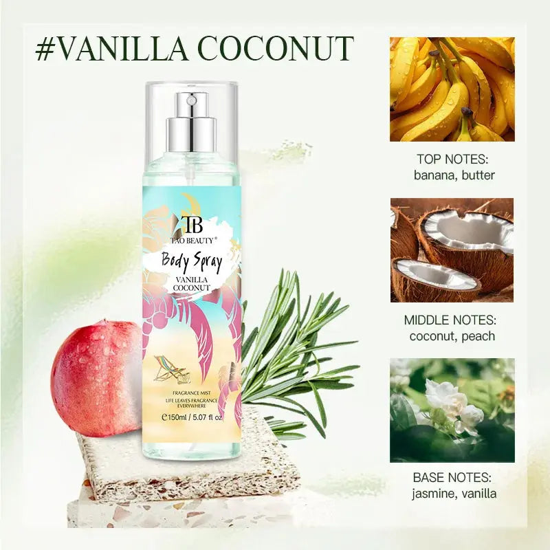 The fragrance spray has a long-lasting, faint floral scent with a fruity note. It is a fragrance body spray without alcohol. theelegancejewellery