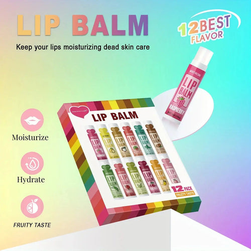 12 PCS/gift lip balm set 5g Deep Moisturizing and long-lasting moisturizing exfoliating to create hydrated lips theelegancejewellery