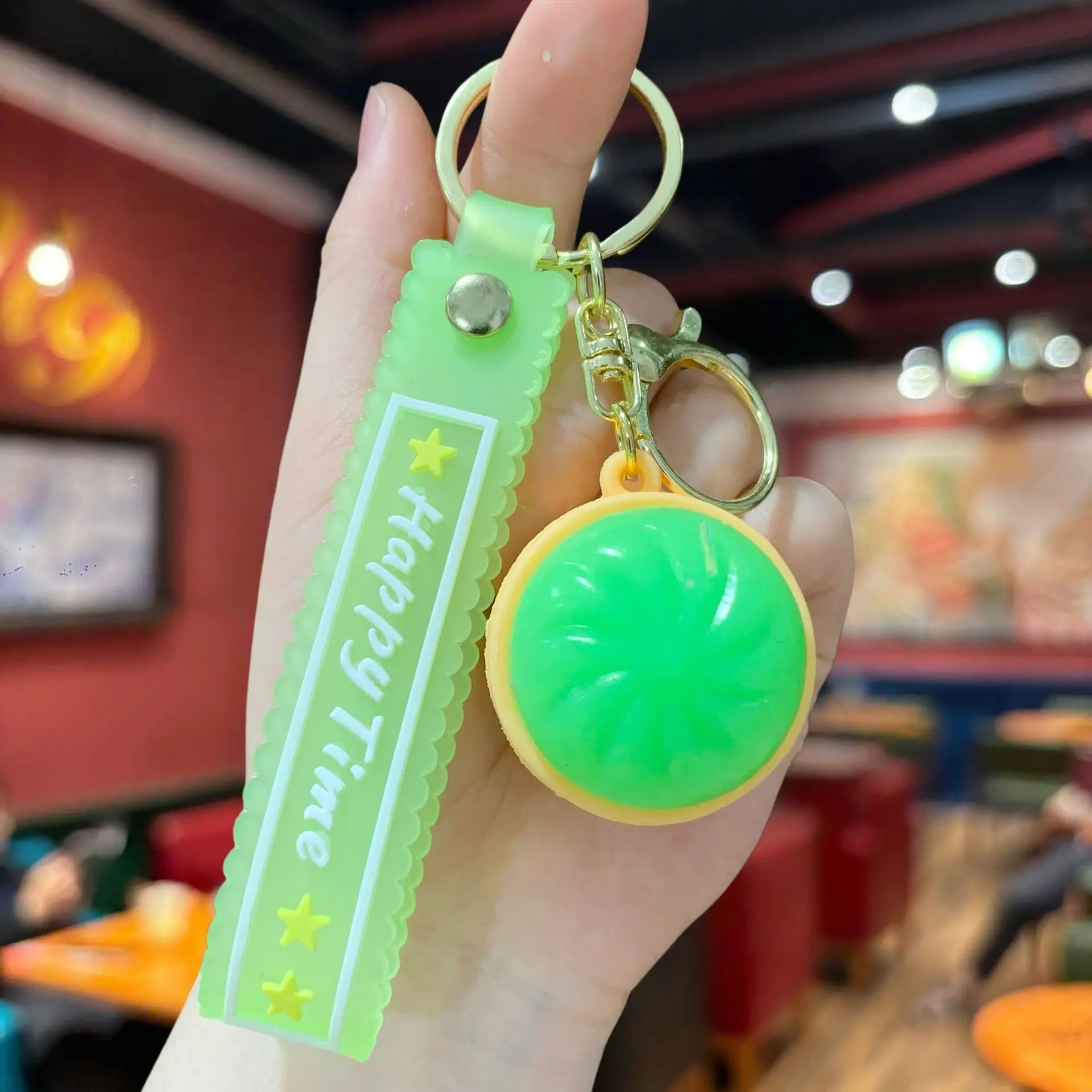 Squishy Dumplings Keychain Press Button Stress Relief Mini Keyboard Fidget Keyrings LED Lighting Hanging Bags Pendent Gifts