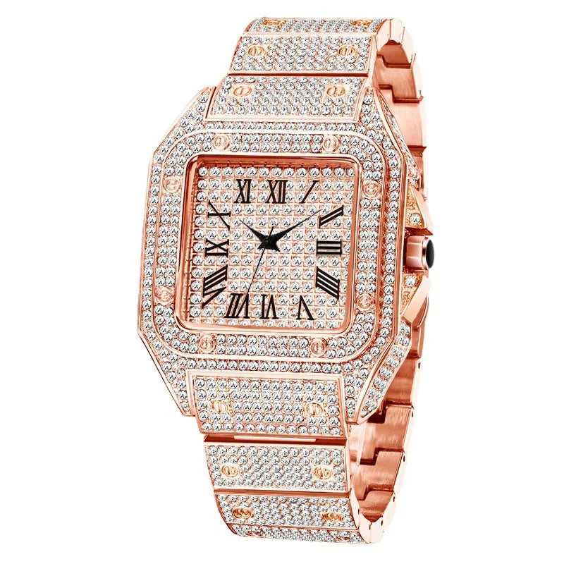 Men Watch Business Square Starry Sky Steel Belt Diamond Inlaid European American Male RomanFashion Quartz Wristwatches Gift