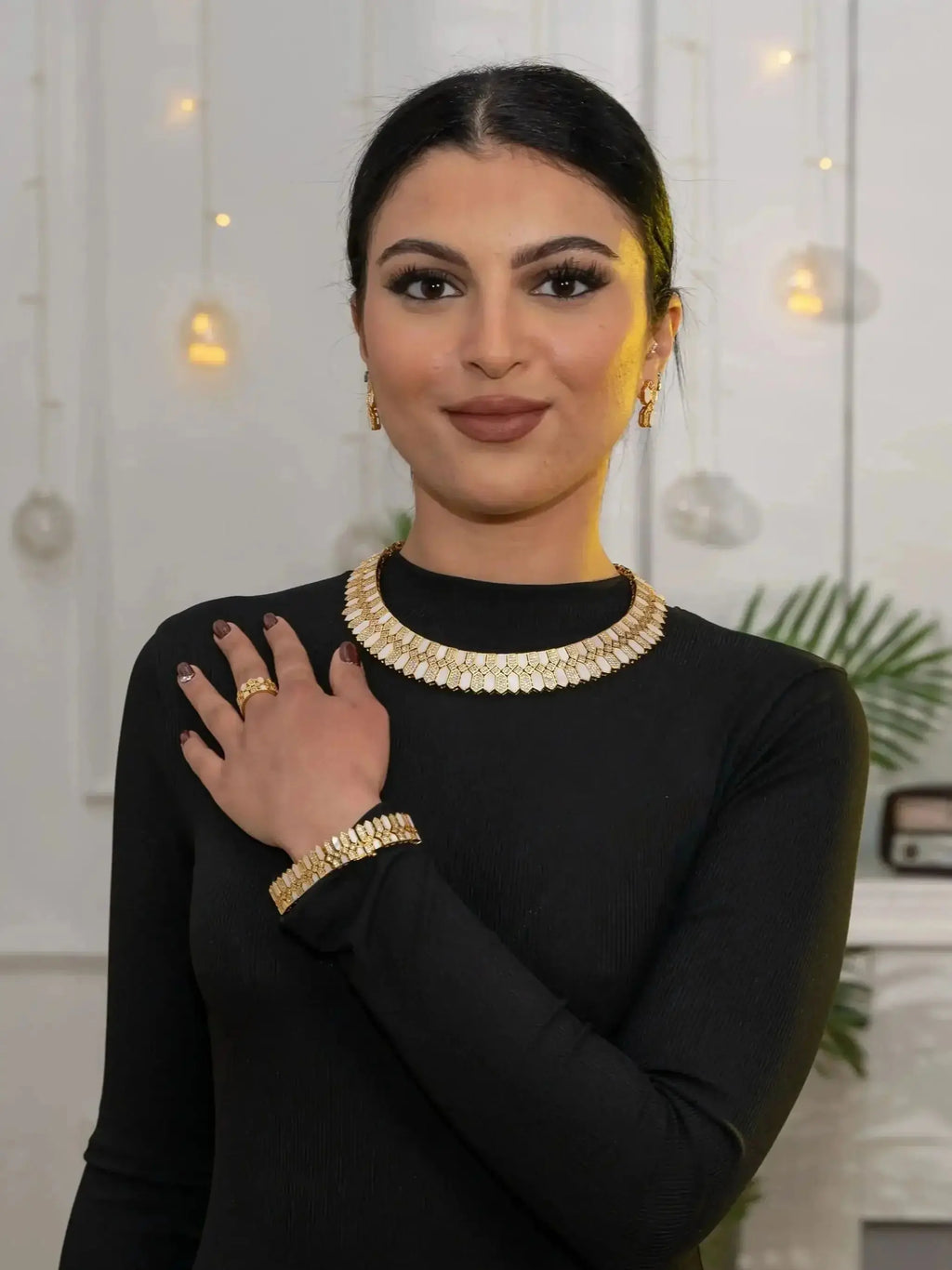 HOT  Jewelry Sets For Woman Wedding Parties Jewellery Necklace Earrings Rings Bracelets For Gift Plating18k With CZ White shell theelegancejewellery