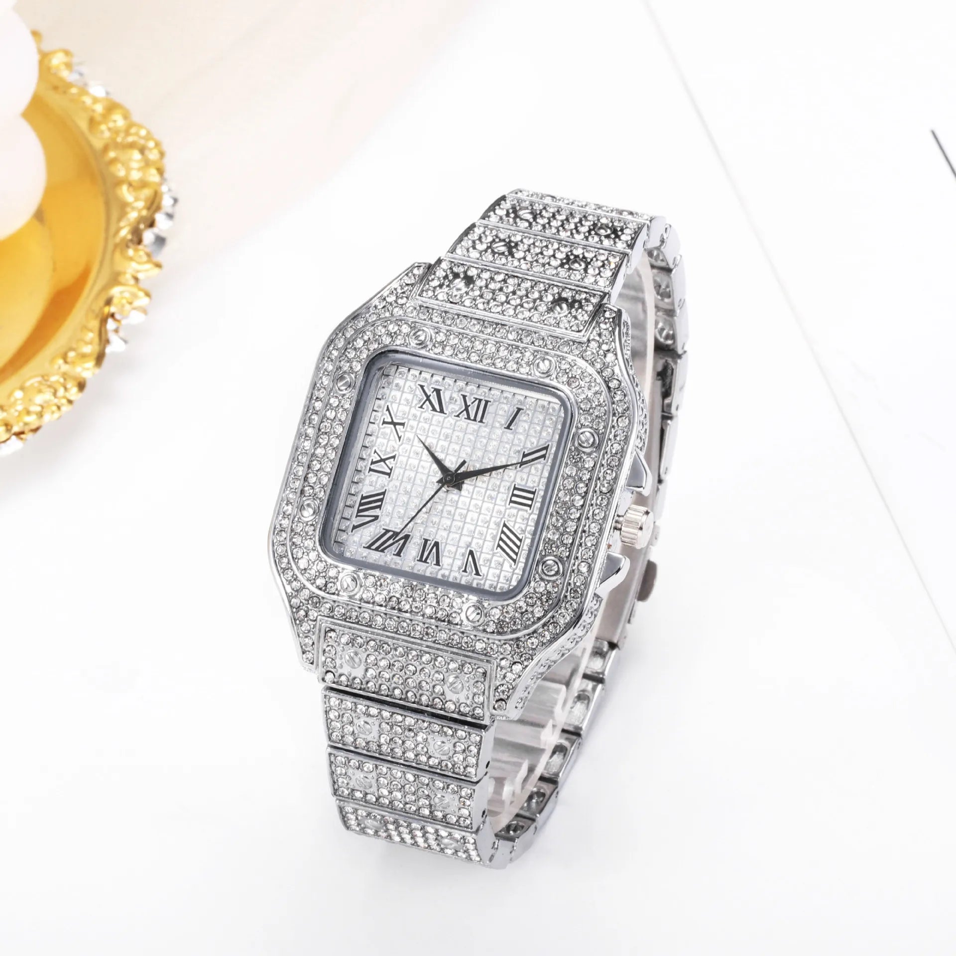 Men Watch Business Square Starry Sky Steel Belt Diamond Inlaid European American Male RomanFashion Quartz Wristwatches Gift