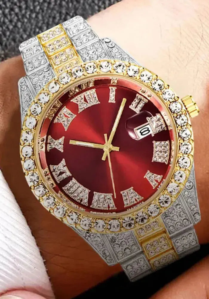 Hip Hop Watch  Watch Luxury Water Proof Brand Watches Stainless Steel Round Clock  Quartz Wrist Watches Gift theelegancejewellery