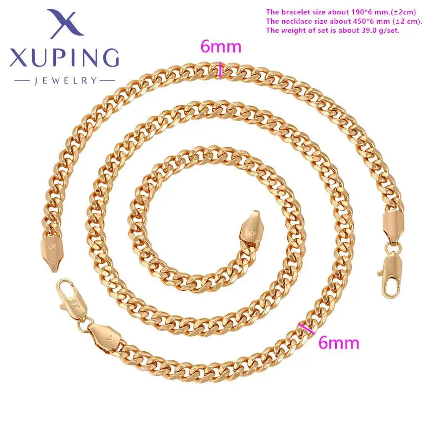 Xuping Jewelry Fashion New Arrival Gold Color Bracelet Necklace Jewellery Set for Women Classic Banquet Gift  X000984414 theelegancejewellery