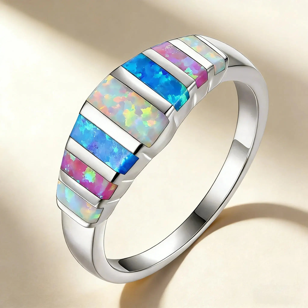 Colorful Fire Opal Fashion Jewelry Opal Cock Rings for Women Fashion Jewelry Luxury Evening Party Jewelry Christmas Gift for Her theelegancejewellery