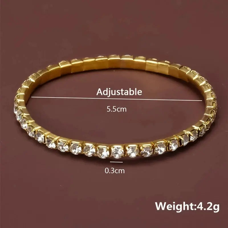 New Fashion Crystal Women's Bracelet Bangle Chains Crystal Gold Color Elastic Bracelets Hand Jewelry Wedding Accessories theelegancejewellery