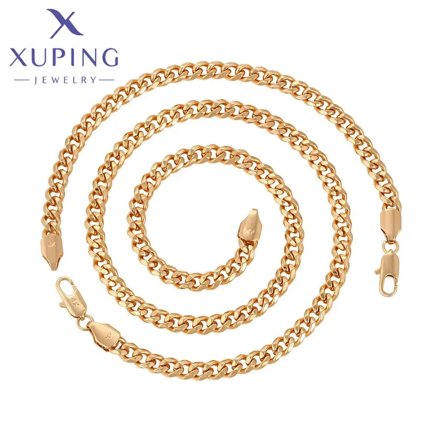 Xuping Jewelry Fashion New Arrival Gold Color Bracelet Necklace Jewellery Set for Women Classic Banquet Gift  X000984414 theelegancejewellery