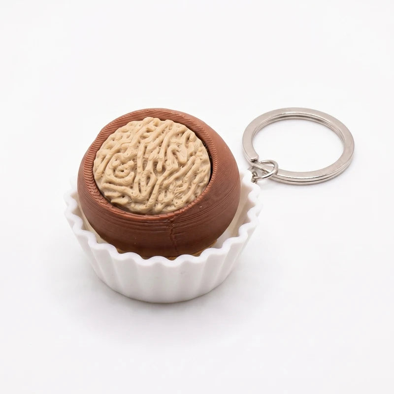 3D Printed Chocolate Keychain Stress Relief Clicker Fidget Keyring Ice-cream Dubai Cookies Press Button Decompressed Small Gift