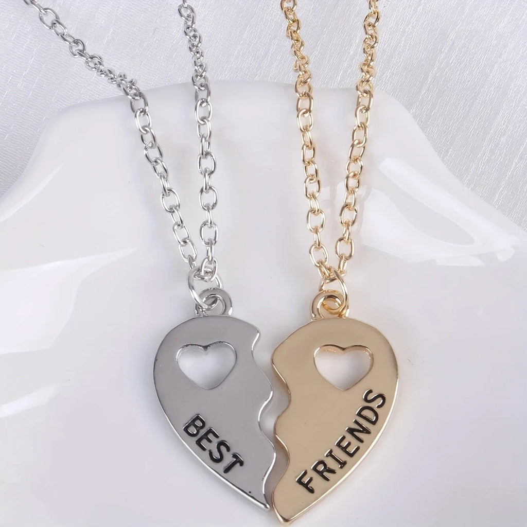 2pcs Romantic Best Friend Pendant Necklace Women Hollow Heart Best Friends Forever BFF Friendship Jewelry Accessories 2025