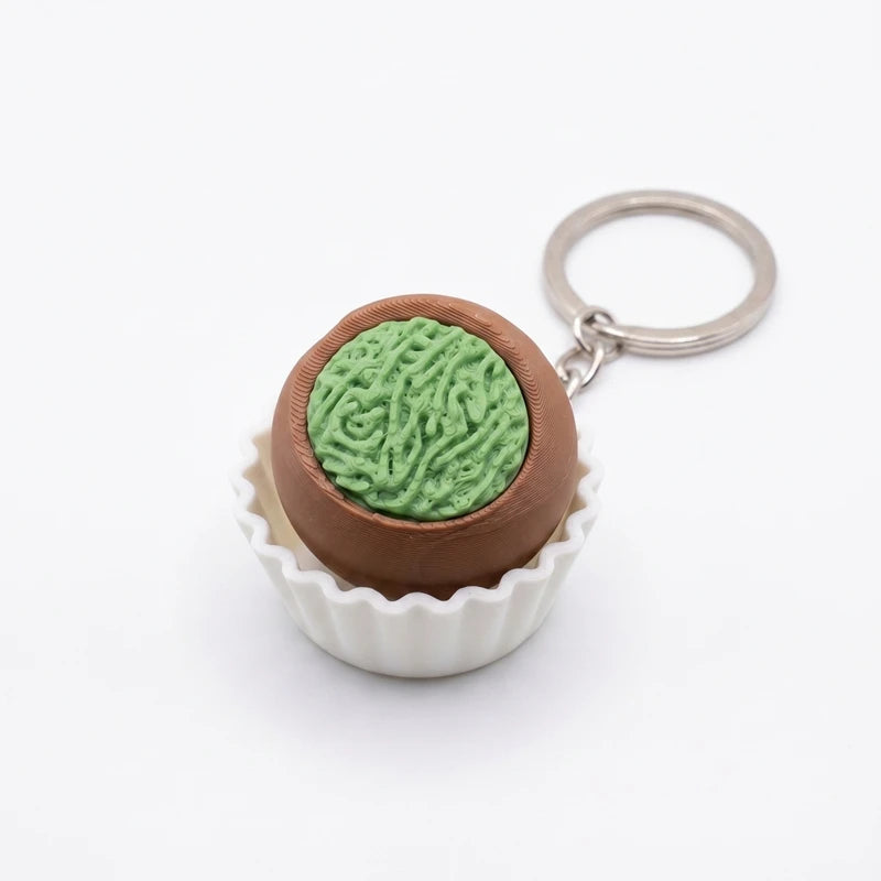 3D Printed Chocolate Keychain Stress Relief Clicker Fidget Keyring Ice-cream Dubai Cookies Press Button Decompressed Small Gift