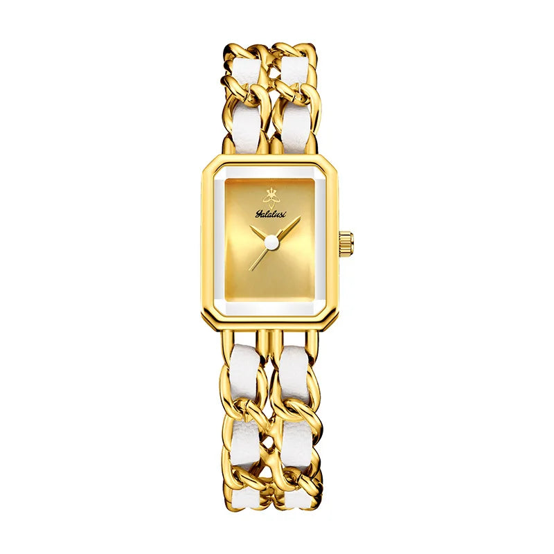 2026 New Luxury Fashion Wristwatches Woman Girl Rectangle Style Steel Metal Leather Band Quartz Square Clock reloj para mujer