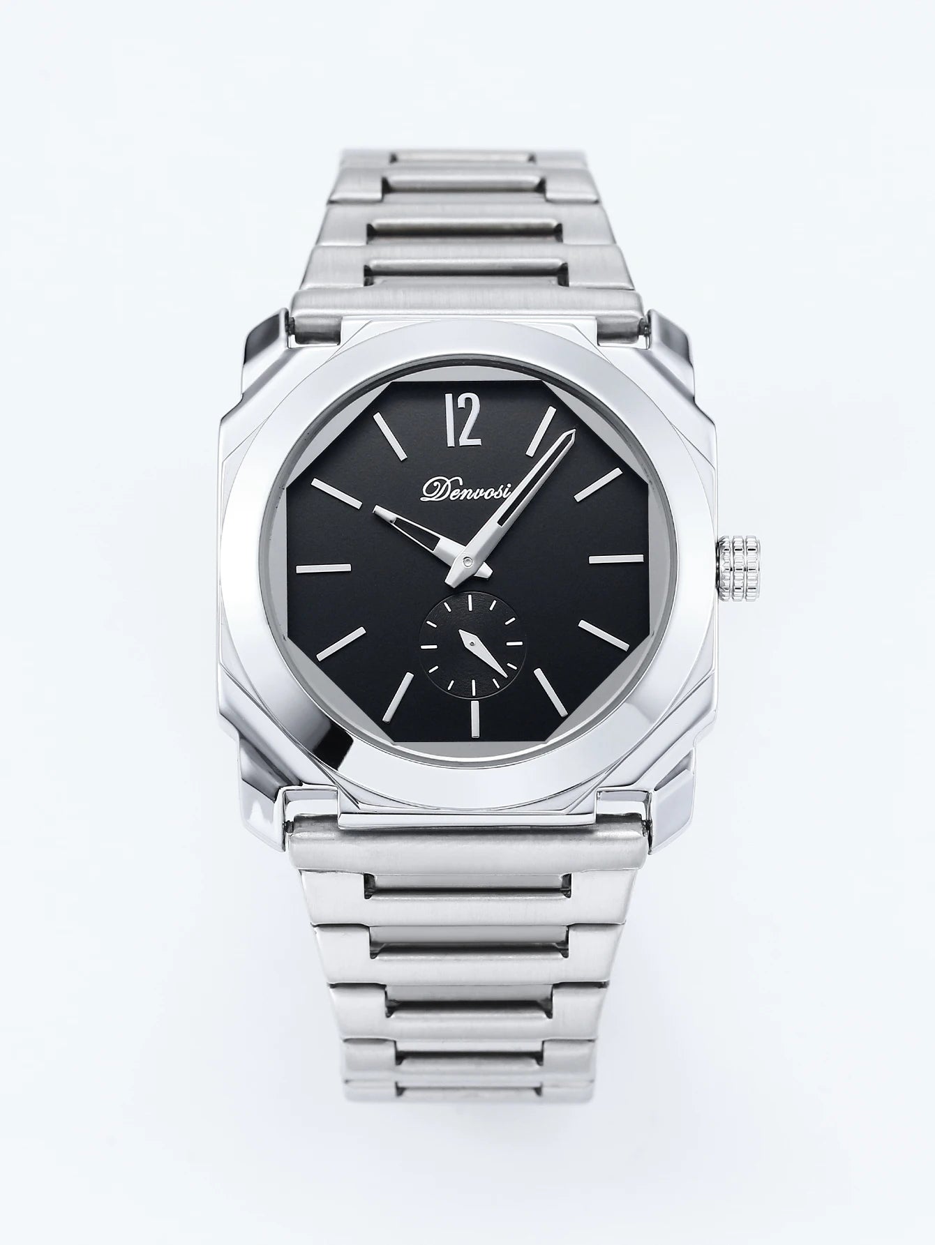 Men's Luxury Octagon Dial Watch - Stainless Steel Band, Minimalist Analog Wristwatch with Small Seconds Dial for Business & Casu