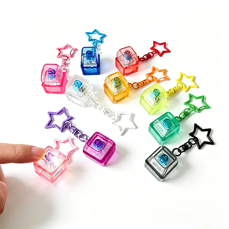 Keyboard Finger Toy Mini Keyboard Clicker Keychain Mechanical Key Toy for for Adult Pass The Time  Gifts Birthday Party Favors