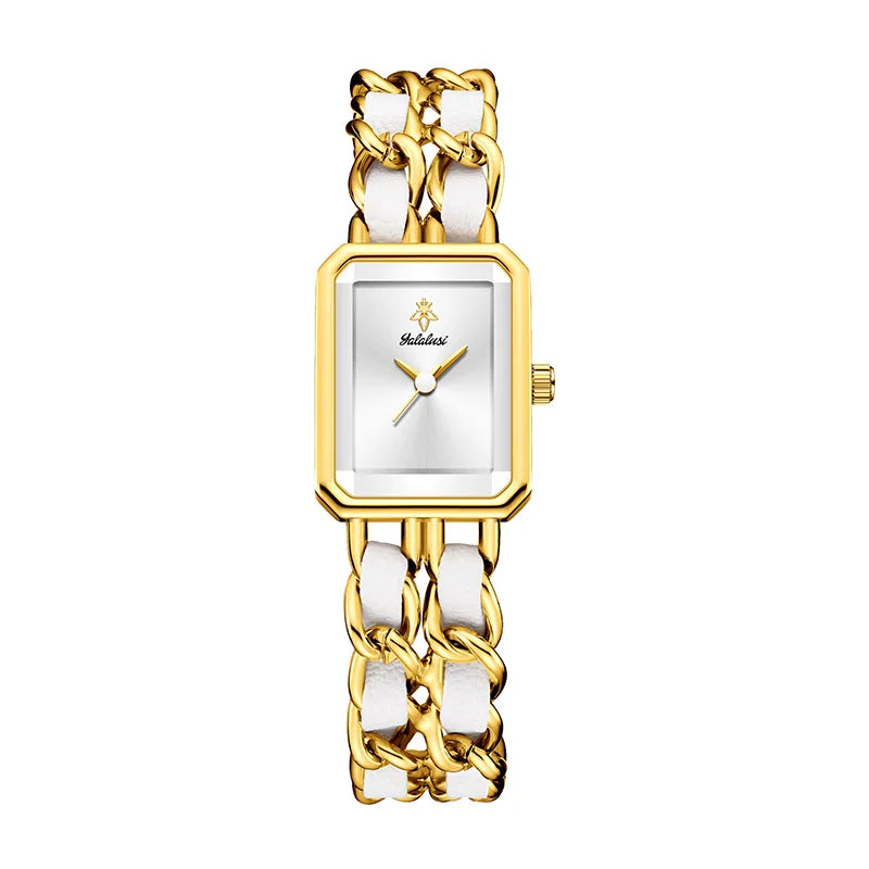 2026 New Luxury Fashion Wristwatches Woman Girl Rectangle Style Steel Metal Leather Band Quartz Square Clock reloj para mujer