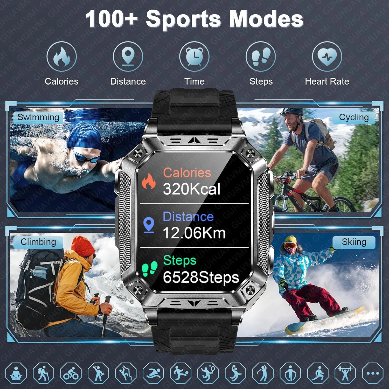 2026 New 1400mAh Big Battery Smart Watch Men Outdoor GPS Flashlight 10ATM Waterproof Bluetooth Call AMOLED HD Sports Smartwatch