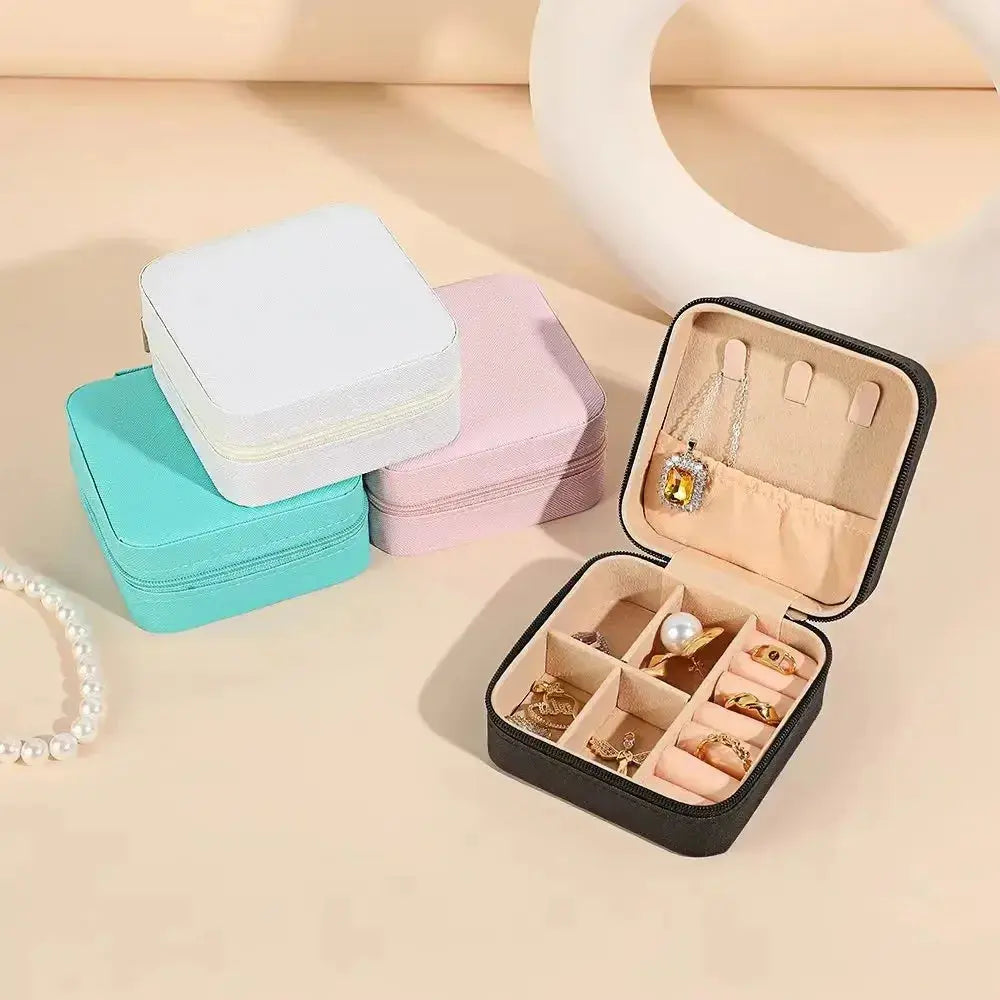 Portable Mini Jewelry Storage Box Travel Organizer Jewelry Case Leather Storage Earrings Necklace Ring Jewelry Organizer Display EleganceJewellery