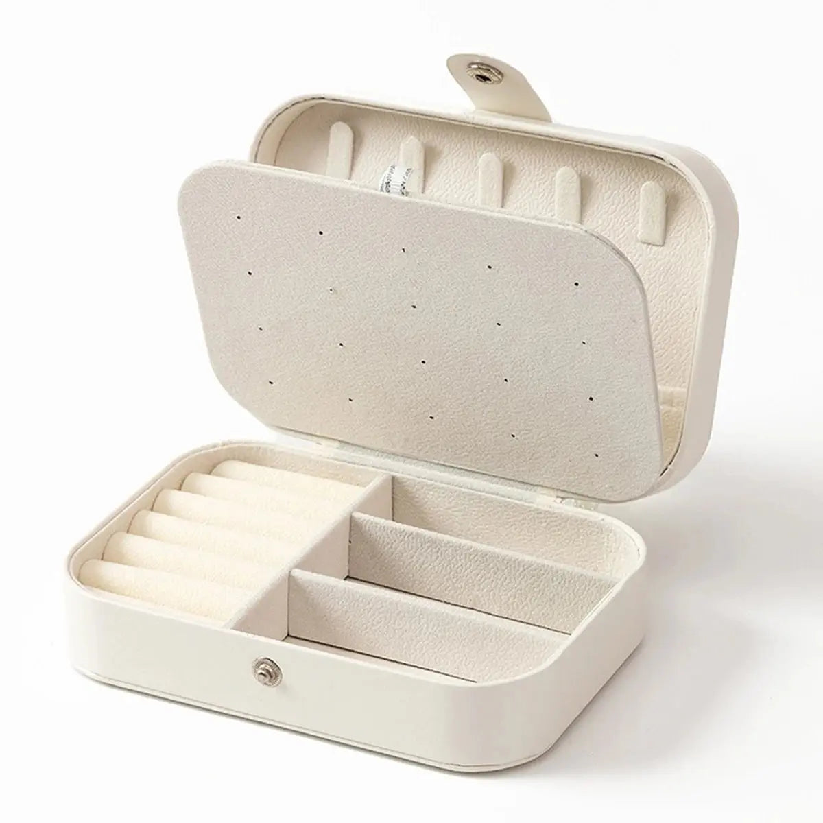 Portable Mini PU Leather Jewelry Box - Velvet Lined Multi-Compartment Organizer for Rings, Earrings & Necklace EleganceJewellery