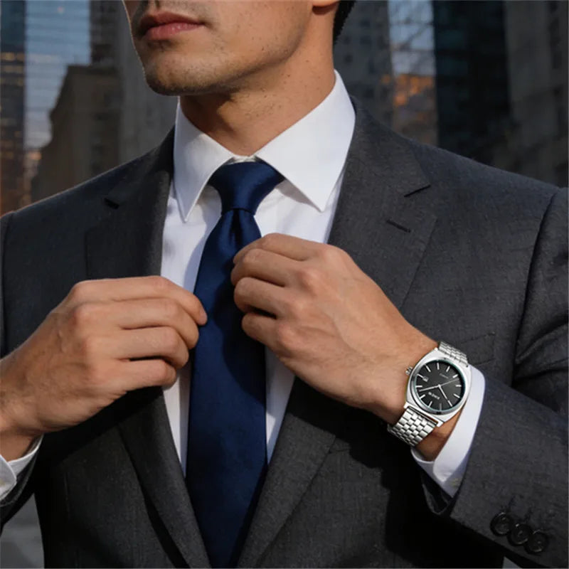 Genuine XINEW Brand Men Watches Silver Students Boys Fashion Full Stainless Steel Band Date Quartz Watch Relogios Masculinos