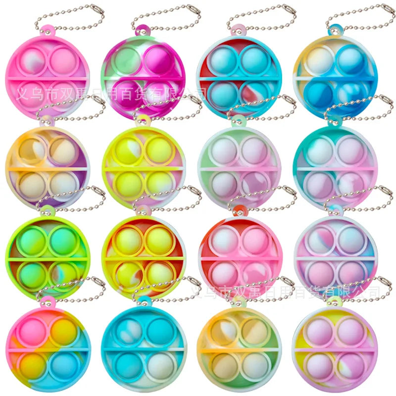 10/20pcs Mini Pop Keychain Toddler Sensory Fidget ToysStress Relief Toys for Kids Birthday Party Favors Classroom Prizes
