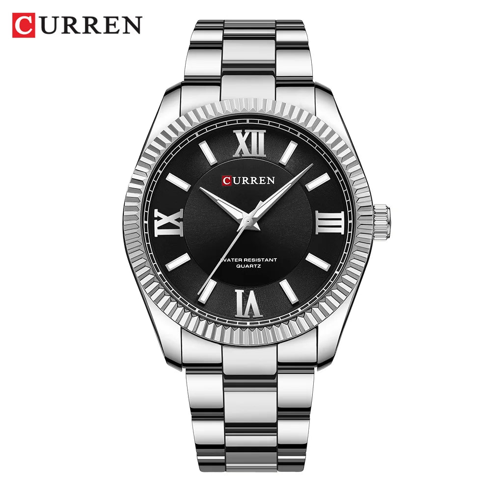 CURREN Fashion Business Watch for Men with Luminou Hands Thin Stainless Steel Band Quartz Wristwatches New Clock 8453