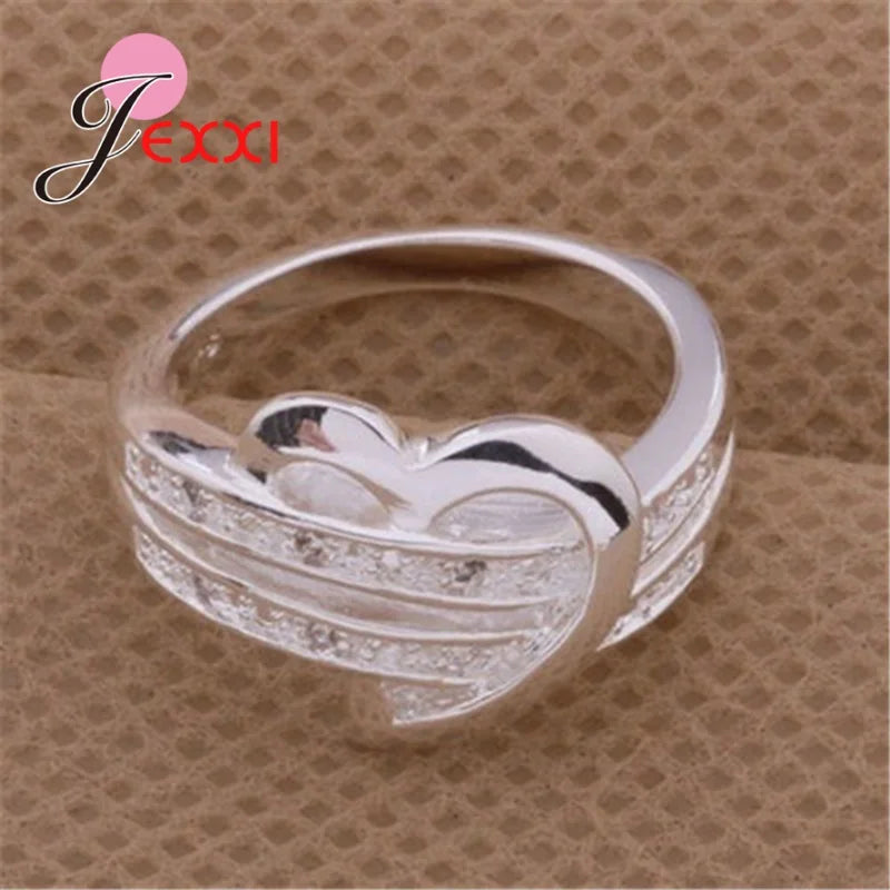 Engagement Ring Heart Shape Double Rows Design Original 925 Sterling Silver Rings For Women Best Gift For Girlfriend Fashion