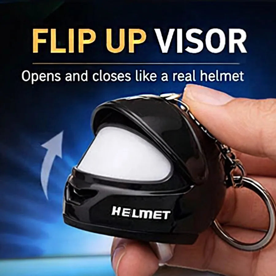 Cool Motorcycle Helmet Keychain with Light Creative Mini Helmet Key Chain for Bags, Keys, Night Warning Light