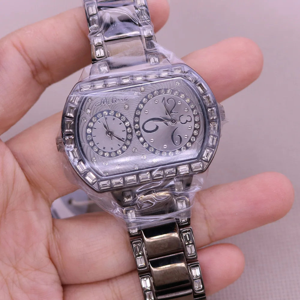 Sale Melissa Luxury Lady Women's Watch Rhinestone Crystal Fashion Hours Bracelet Real Leather Girl Birthday Gift