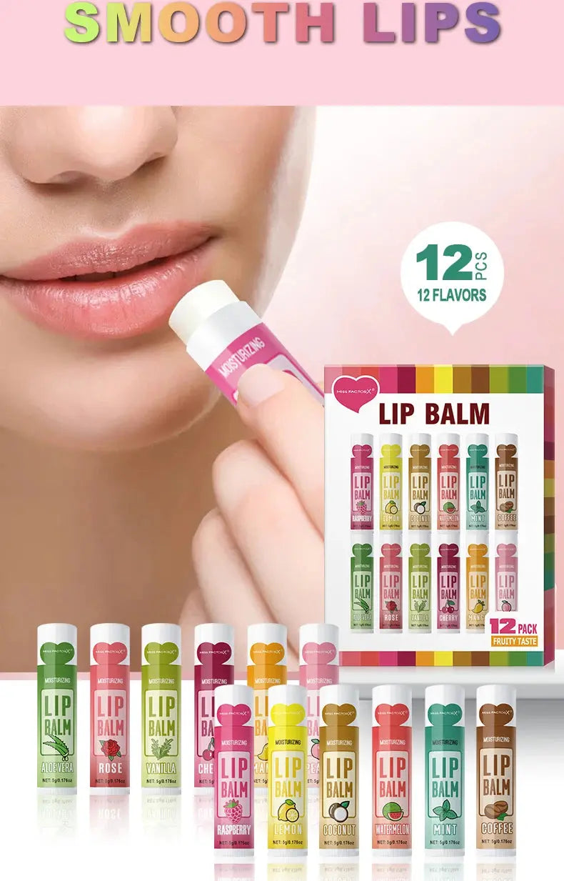 12 PCS/gift lip balm set 5g Deep Moisturizing and long-lasting moisturizing exfoliating to create hydrated lips theelegancejewellery