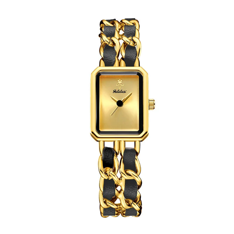2026 New Luxury Fashion Wristwatches Woman Girl Rectangle Style Steel Metal Leather Band Quartz Square Clock reloj para mujer