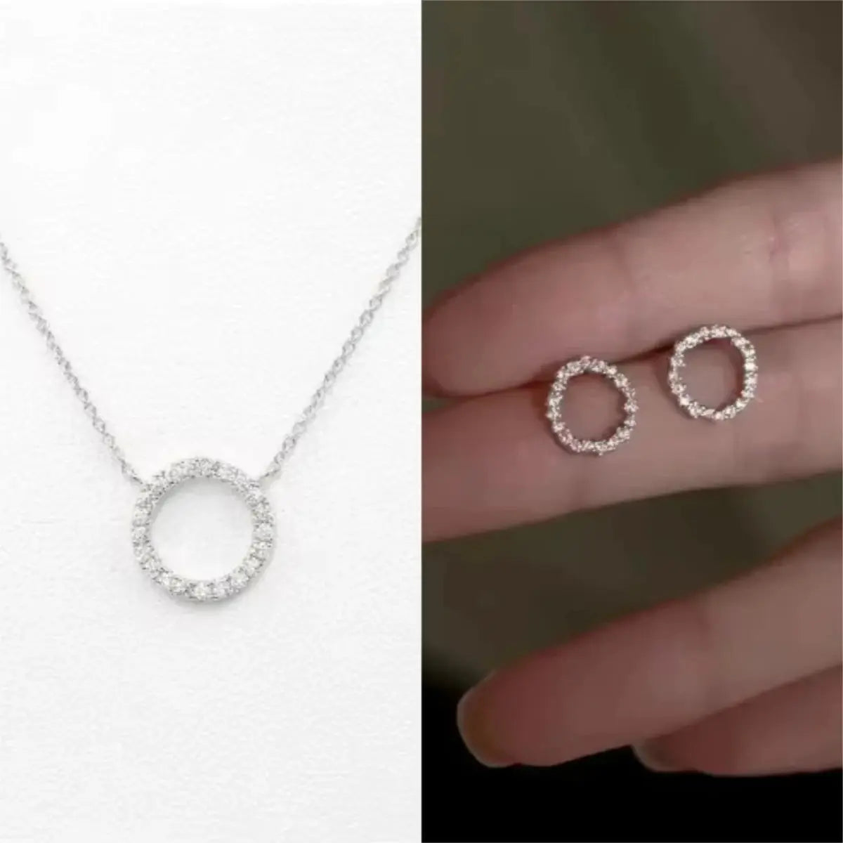 Fashion Trend Elegant Jewelry Simple Crystal Circle Pendant Necklace Golden Color Unquie Women Necklace Party Gift Wholesale theelegancejewellery