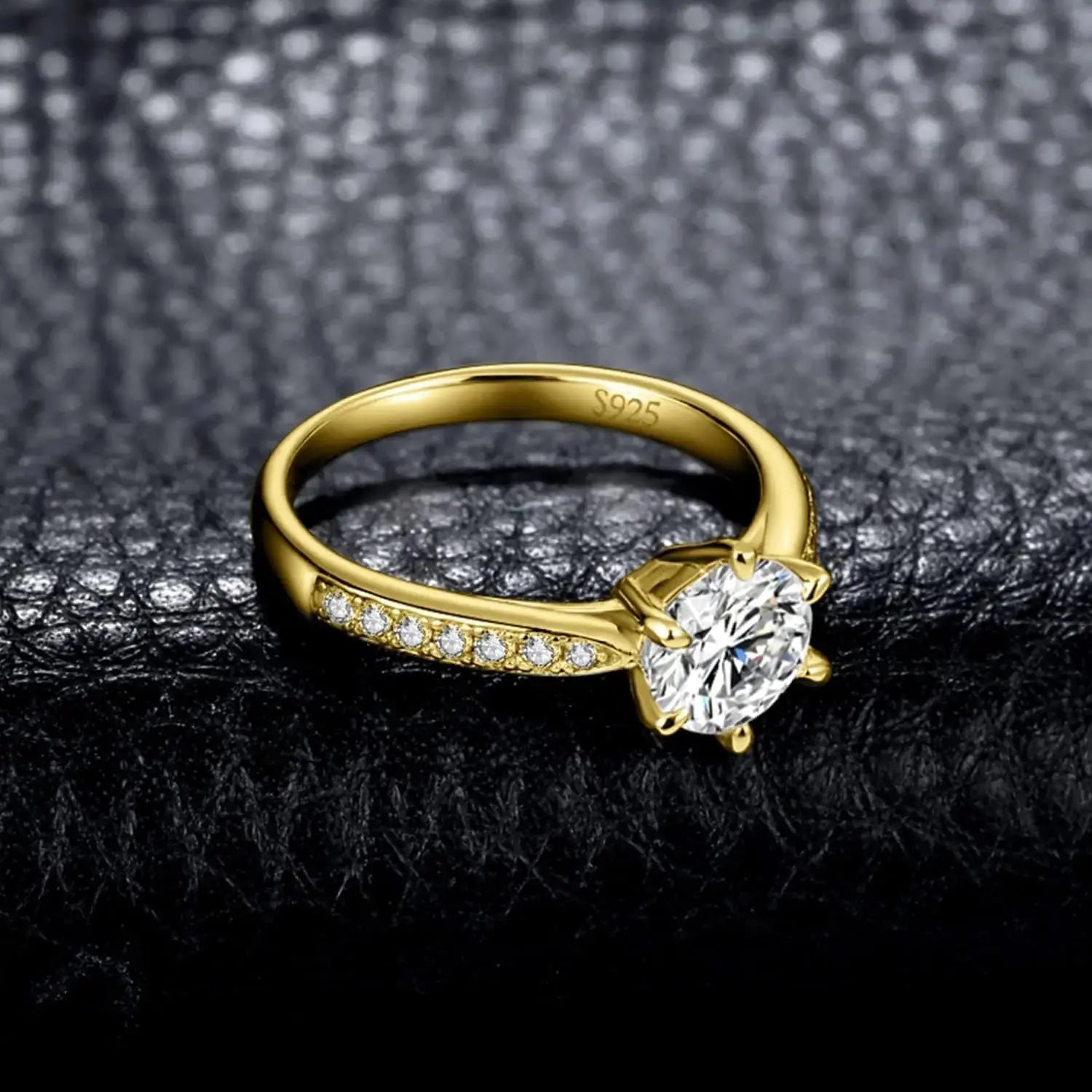Classic 1-carat Moissanite Ring with Certificate Laboratory Diamond Rings Women Wedding Jewelry 18K Gold Plated S925 Silver theelegancejewellery