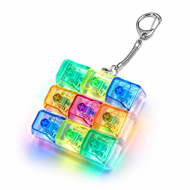 4-Key Polka Dot Keychain Pendant Fidget Stress Releasing Decompression Keychain Press Keyboard Button Keycap Bags Charm Pendant