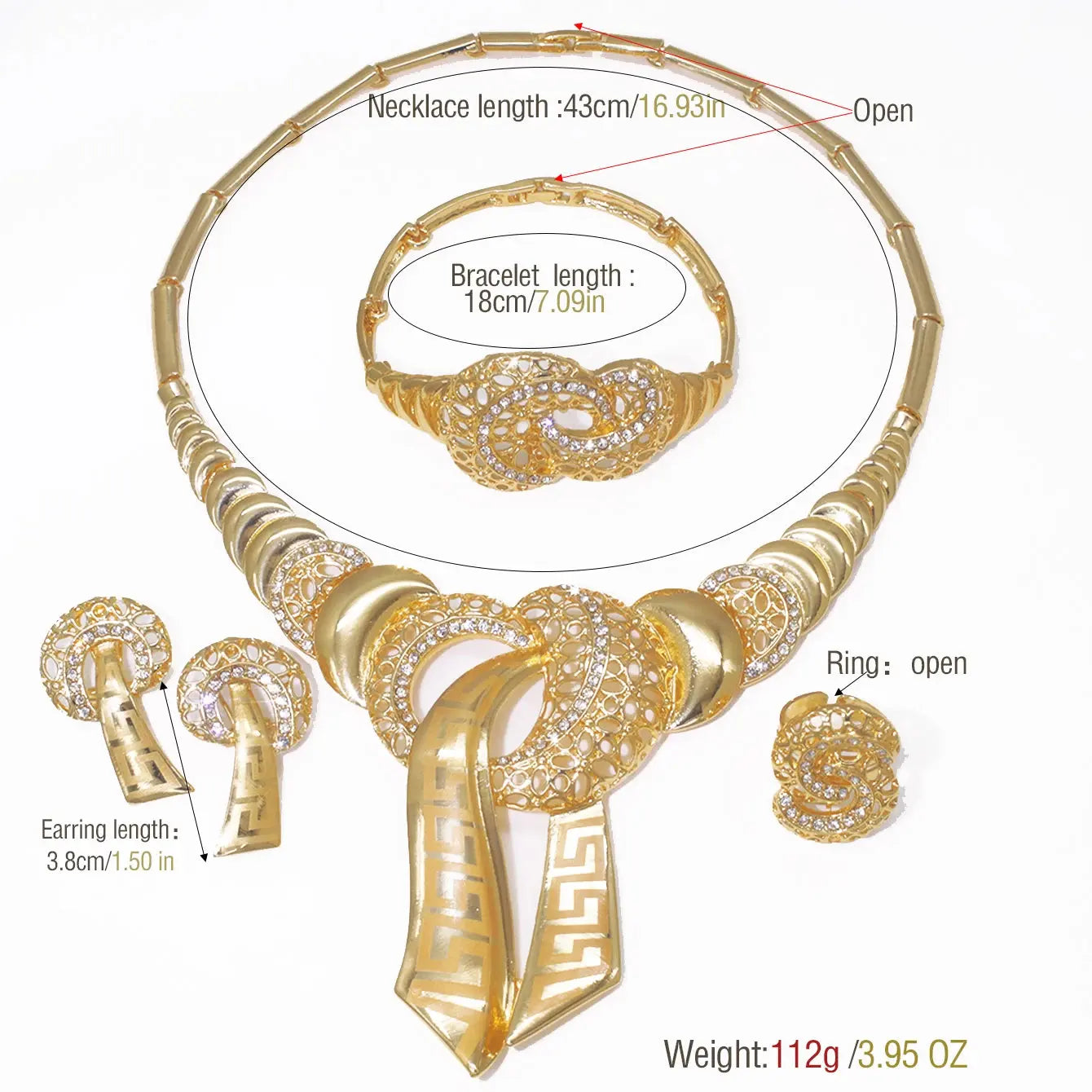 4Pcs/Set Fashion Party Jewelry Set For Women Exaggeration Statement Big Jewellery Hight Quality 18K Gold Plated Jewelery Gifts theelegancejewellery