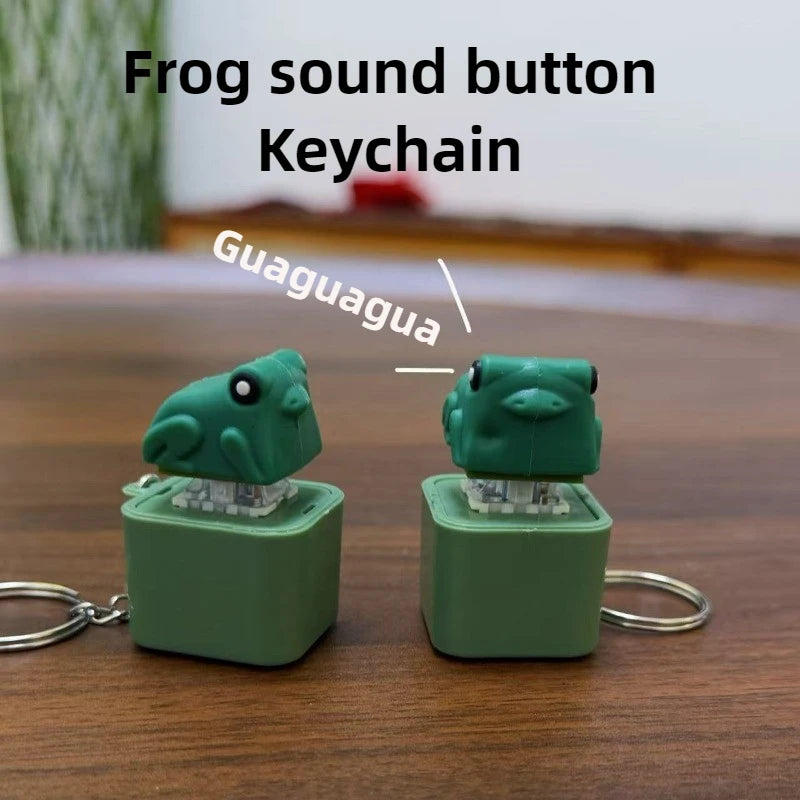 Rechargeable Frog Keychain Croaking Sound LED Light Fidget Clicker Toy Stress Relief Gifts for Men Women Kids Party Favors