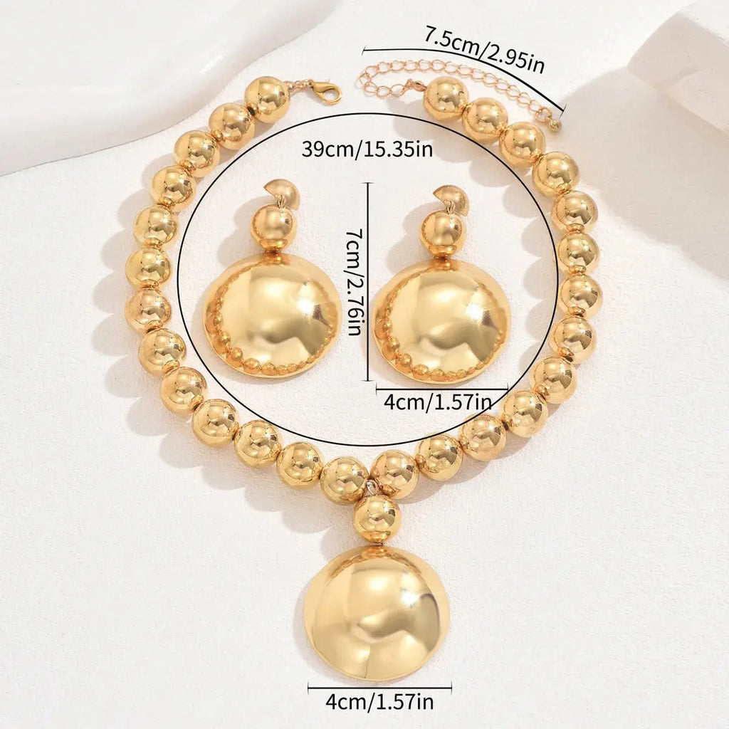 New Style Necklace and Earrings Jewelry Set, Fashionable and Unique Metal Bead Necklace, Niche High-End Pendant Earrings theelegancejewellery