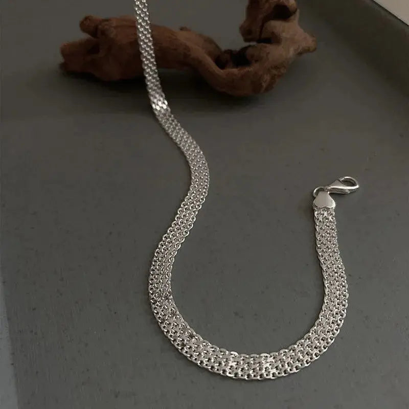 Trend Silver Necklace Simple Style Charming Woman Choker Birthday Party Gift Exquisite Weaving Jewelry EleganceJewellery