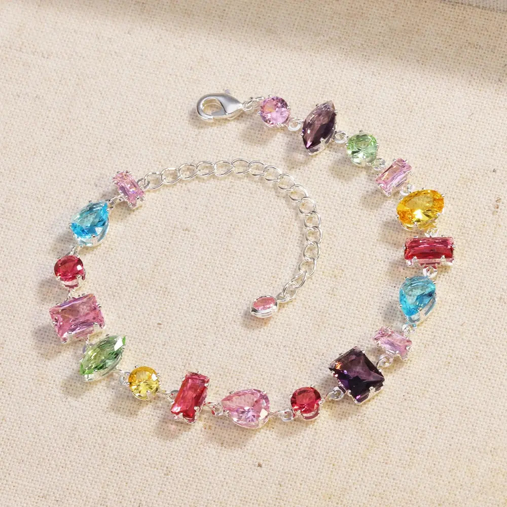 Brand 18K Gold Plated New Luxury Colourful Crystal Zircon Necklace For Women Fashion Party Jewelry Accessories Ladies Jewellery theelegancejewellery