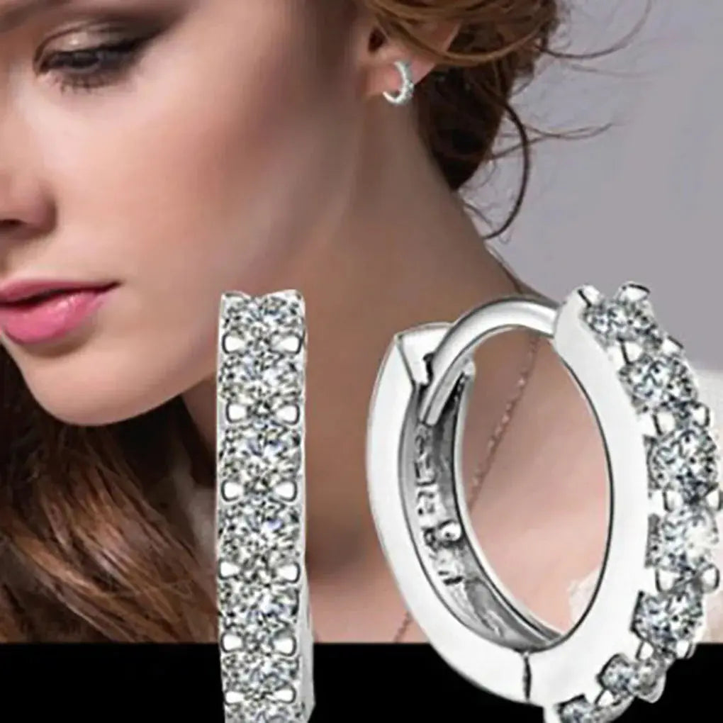 Fast Ship Newest Luxury Romantic Women Jewelry  Plated Rhinestone Crystal Hoop Earrings For Women Wholesale theelegancejewellery
