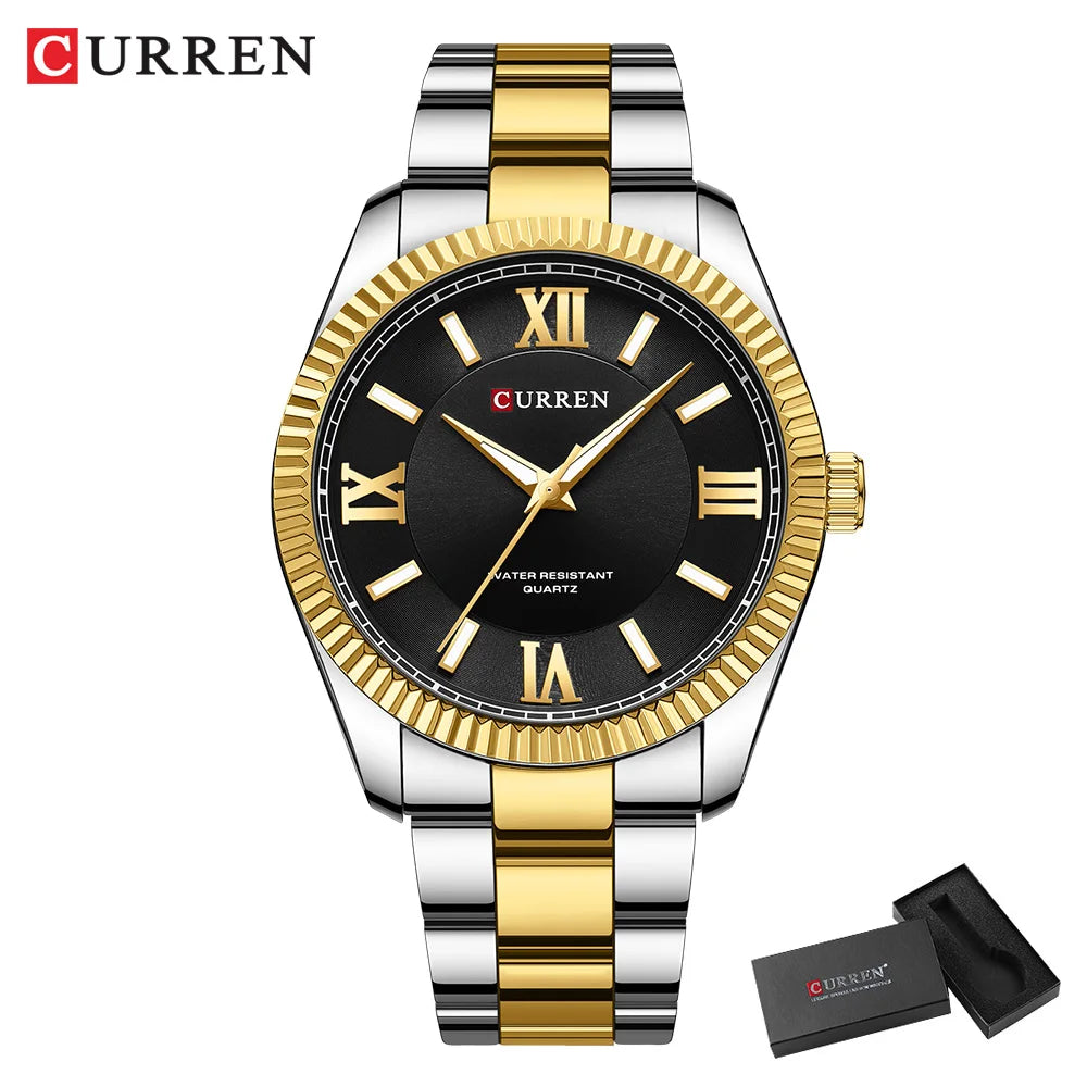 CURREN Fashion Business Watch for Men with Luminou Hands Thin Stainless Steel Band Quartz Wristwatches New Clock 8453